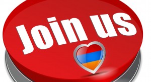 Button with the word "Join us "on it